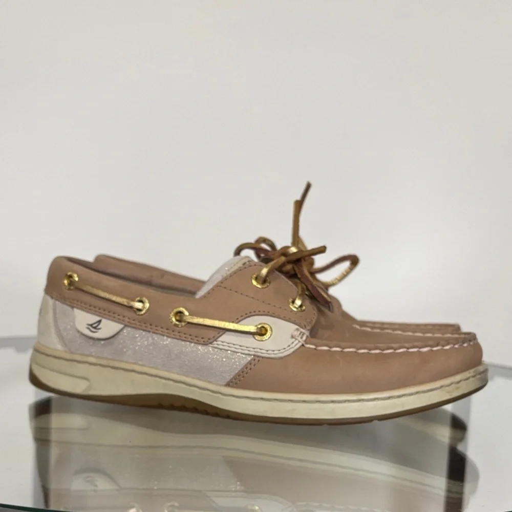 Sperry Top-Sider Women's Koifish Metallic Sparkle Tan Leather Shoe